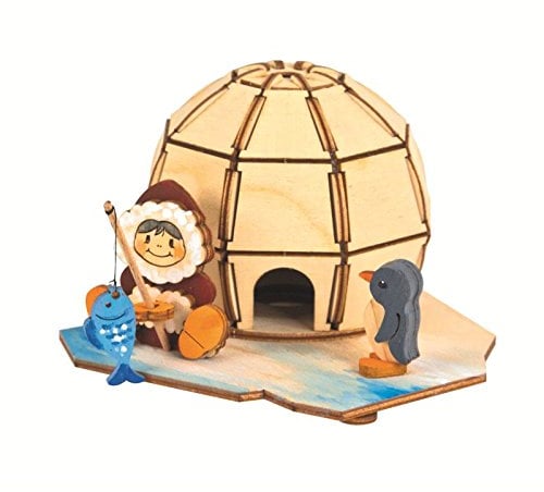 Drechslerei Kuhnert - Hobaku Bastelset - Rauchhaus/Räucherhaus - Motiv: Iglu - Dekoration aus Holz zum Zusammenbauen - Maße: ca. 13 x 12 x 9 cm - Made in Germany