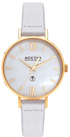 Acctim 60522 Bonny Dual Band Radio Controlled Watch Gold on White Leather