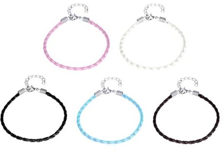 ULTNICE Leather Cord Bracelet Making Kit 50Pcs Bracelet String Braided Rope Wrist with Lobster Clasp Bracelet Strap for Jewelry Making