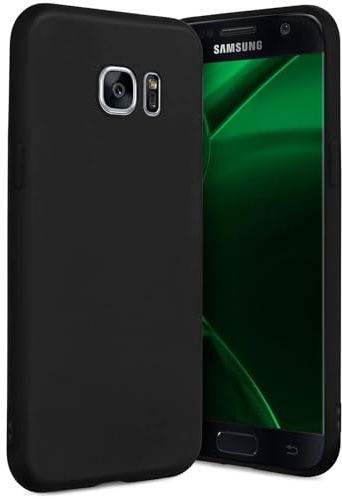 ONEFLOW SlimShield Pro für Samsung Galaxy S7 Hülle Ultra dünn erhöhter Rand, TPU Backcover minimalistisch Handyhülle flexibel, Schutzhülle mit Kamera- und Displayschutz, Schwarz