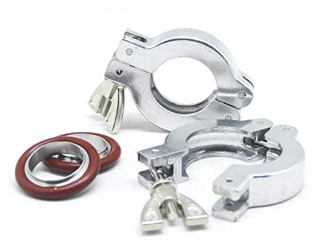 QiiMii KF-25 Aluminium Wing Nut Hinge Clamp with FKM Viton O-Ring and SS304 Center Ring, 2 Pack