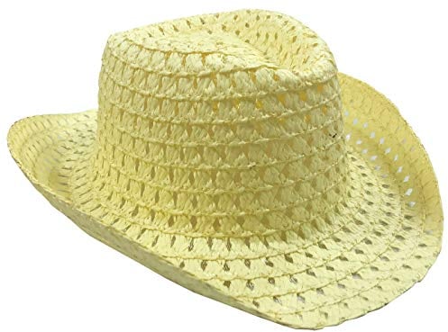 Kids Adults Easter Bonnet Hat Natural Straw Woven Colourful Decorative Cowboy Hats (Natural Straw)