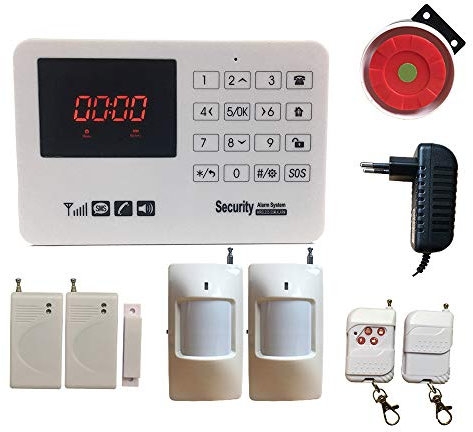 Wireless GSM SMS Sistema di Allarme Domestico, Tastiera Touch Sistema di Allarme Sicurezza Casa con Sensori Rivelatore Senza Fili HuilingyiTech (b130-2p2d)