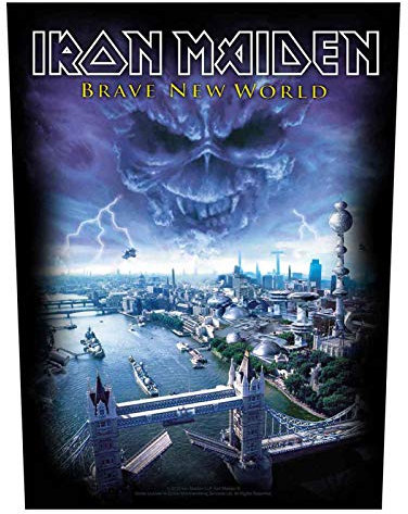 Iron Maiden Back Patch Brave World Band Logo Official 36cm x 29cm One Size