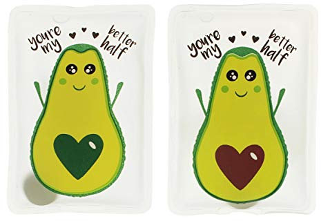 Handwärmer Taschenwärmer Sets wiederverwendbar, Wärmepad für kalte Tage und für unterwegs, Wärmeknickkissen mit tollen Motiven (2er-Set Kawaii Avocados)