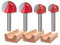 RKURCK Core Box Router Bit, 1/4 Shank Carbide Tipped Double Flute Round Nose Router Bit - 5/8 3/4 7/8 1 Cutting Diameter for Woodworking Milling Cutter 4 Pcs