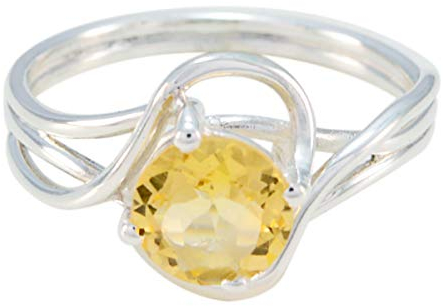 joyas plata natürlicher edelstein runde form ein stein facettierter citrin ring - 925 silber gelber citrin ring - juni geburtszwillinge astrologie natürlicher edelstein ring