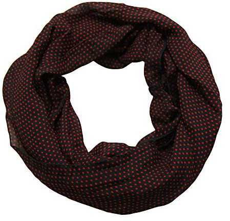 ACC Punkte Damen Seide Loop Schal (schwarz rot)