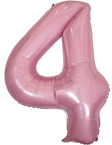 DIWULI Luftballon 4 Geburtstag XXL Rosa - Zahl 4 Ballon
