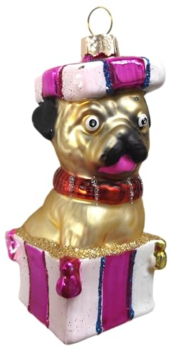 Generisch Hund Mops Geschenk Weihnachtsbaumkugel Glas Christbaumschmuck Weihnachten