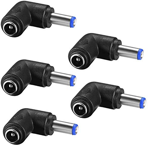 helpers lab DC Stecker Winkel, 5 Stücke Winkelstecker, Stecker auf Buchse, 5,5mm x 2,1 mm, rechts gewinkelt, 90 Grad Winkel