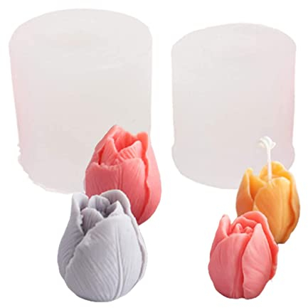 Molde de tulipán - 2 moldes 3D para velas de tulipán en forma de flor de tulipán, moldes de jabón hechos a mano para hacer velas, manualidades de resina, decoración de pasteles de fondant