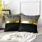 Artscope 2er Set Samt Kissenbezug für Sofa Auto Schlafzimmer Luxuriöser Moderne Minimalist Goldenen Ledernähten Wellenstreifen Dekokissen Kissenhülle Kissen Fall 45x45cm Schwarz