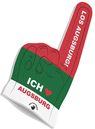 HIGH FIVE FINGERS Augsburg Fahne My City Flagge Schaumstoff Hand für Fussball, Handball, Leichtathletik | Fanartikel für Spiele, Stadion und Events | One Size | 40 x 20 x 2,5 cm
