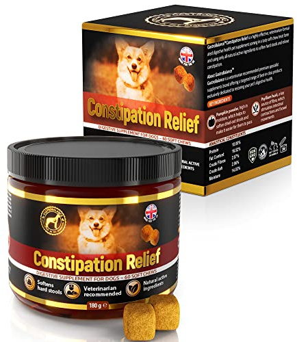 Alivio estreñimiento Perros - 60 masticables Blandos para ablandar Las heces de Perros (Sabor a Tocino)