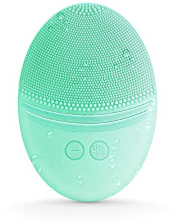 EZBASICS Gesichtsreinigungsbürste wasserdichte vibrierende Ultraschall Gesichtsbürste für Tiefenreinigung sanftes Peeling und Massage induktive Aufladung (Minzgrün) 1 pack+5 Geschwindigkeiten