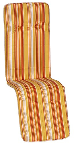 NYVI Relaxliegen Auflage Hawaii - 171x47 cm Orange Gelb Weiß Gestreift - Gartenmöbel Auflage mit 5 cm Polster und Gummi-Halteband