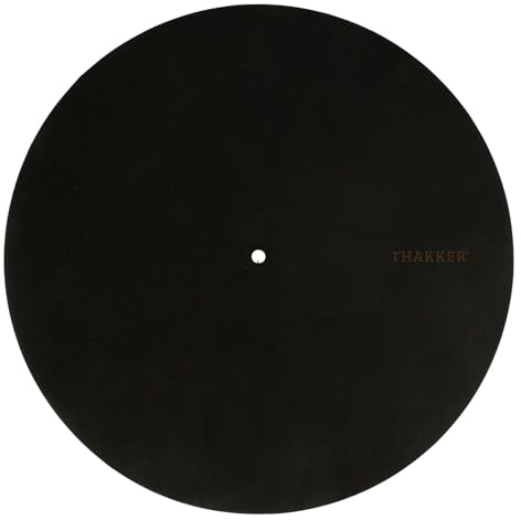 THAKKER Nubuck Leather Mat - Velvet Black - Plattentellerauflage aus echtem Nubuk Leder - schwarz | 1,8-2mm stark | 295mm Durchmesser | mehr Wärme | mehr Dynamik