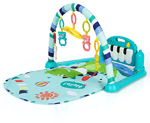 DREAMADE Baby Spieldecke mit Spielbogen & Licht & Musik, Kinder Erlebnisdecke Spielmatte mit abnehmbare Spielzeuge & Klaviertastatur, Kick & Play Piano, Krabbeldecke für Neugeborene