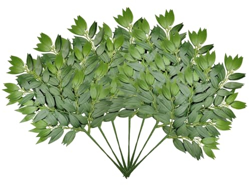 KACOMACO 24 Stück künstliche Seide italienische Ruscus Grünpflanzen Spray für Heimdekoration