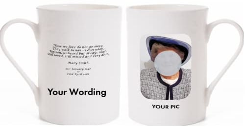 HQ Gift Shop in Memoriam Porcelain Bone China Memory Mug Personalised with Your Picture and Wording