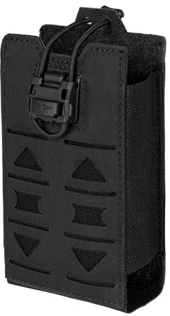 TOPTACPRO Taktische Funkgerätetasche MOLLE Funkgerätetasche Kompatibel mit 148/152 MPU5 Baofeng Funkgerätetasche Walkie Talkies Gewehrmag mit elastischer Schnur 500D Nylon(Black)