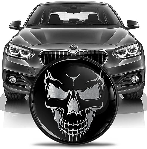 SkinoEu Tuning Emblem für Fronthaube und Kofferraum 82mm Kompatibel mit BMW Emblem 51147057794 Schädel Schwarz EN 15