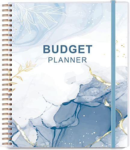 Budgetplaner und Monats-Rechnungs-Organizer mit Taschen, Ausgaben-Tracker-Notizbuch, Budgeting-Tagebuch und Finanzplaner, Budgetbuch zur Kontrolle Ihres Geldes, PP-Einband, 20,3 x 24,1 cm, Blaues