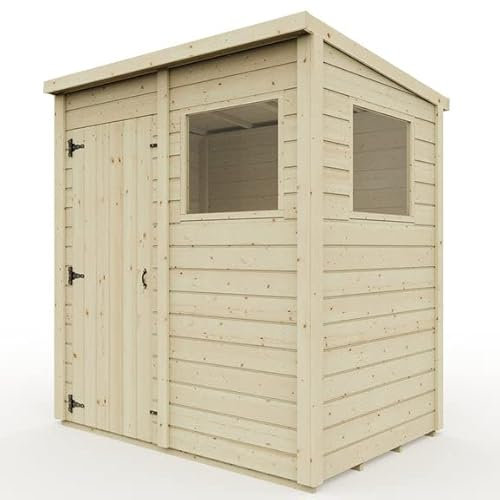 Everest Garden Shed with Pent Roof and Window - 4ft x 6ft | Untreated, High Grade Redwood Smooth Planed Timber, 12mm Thickness, 32mm Framework