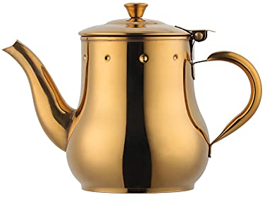 Teiera in acciaio inox oro con filtro per infusore di tè, caraffa per acqua, caffettiera a olio, 500 ml Buyer Star, specchio polacco