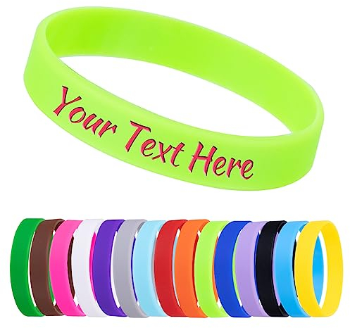 Armbänder, Silikon, personalisierbar, 1, 10, 30, 50 Karat, Gravur, für Events, Unterstützung, Hochzeit, Motivation, Bewusstsein, hellgrün