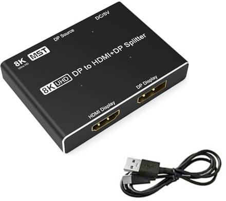 DAGIJIRD DP to HDMI/DP Splitter 8K@30Hz DisplayPort Multi Monitor Adapter Converter DisplayPort to HDMI/DP Adapter Multi Monitor Splitter