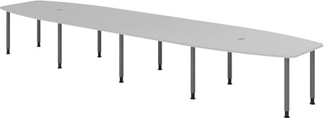 bümö Konferenztisch oval 520x130 cm großer Besprechungstisch in grau, Besprechungstisch mit Gestell in Graphit, Meetingtisch für 18 Personen, XXL-Tisch für Besprechungsraum & Meeting