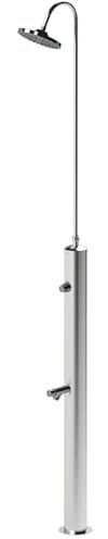 Doccia da Giardino con Pulsante Temporizzato su Doccia e Lavapiedi Minijet-P Inox Anodizzato