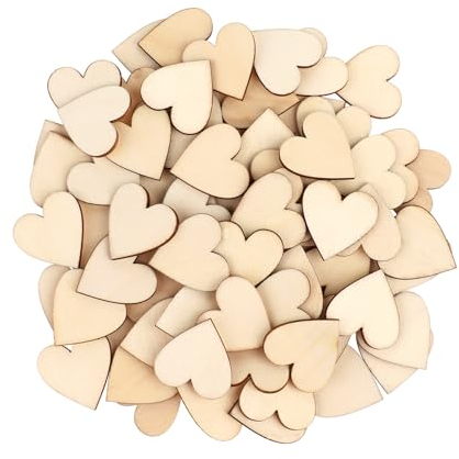 Giantree 100 Stück 3cm Holzherzen zum Beschriften, Herzdekoration Holz DIY Handwerk Holz Herzen Unbehandelt Unbemalt Holzherzen Beschriften für Tischdekoration Hochzeit Geburtstag Weihnachten