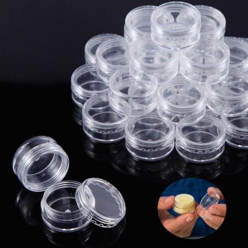 Lot de 24 pots cosmétiques vides, contenants cosmétiques transparents, avec petits pots ronds transparents pour lotions, baumes à lèvres, crèmes, accessoires de nail art (3 g/3 ml)