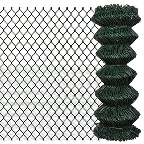 UJCHVHN Fencing & Barriers Chain Link Fence Steel 1x15 m Green Fence Panels