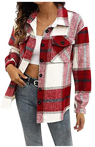 Vestes À Carreaux En Peluche Chaude Femme Chemise A Carreaux Femme Veste Carreaux Femme Chemisier Femme Amazon Essentials Femme Chemise Carreaux Femme Manches Longues Manteau En Flanelle