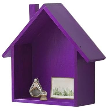 FVPKYUR 25x8x24cm Hausform Reg-al Aus - Rustikale Wandaufbewahrung Aus, Kleine Wandregale In Hausform, Niedliche Kleine Dekorative Regaldekoration, Schwimmende Holzregale In Hausform
