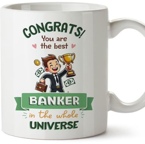 MUGFFINS Banker Man Mug - in English - Best in Universe Trophy - Funny Gift for Colleagues - Ceramic 11oz Mug