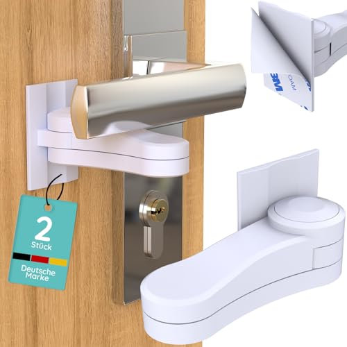 Türsicherung Kinder [2 Stück] – Kindersicherung Tür & Türschutz für Innen – Tür Kindersicherung ohne Bohren, Sicherung für Türklinke & Türschloss Kindersicherung (2 Stück, 2, Stück)