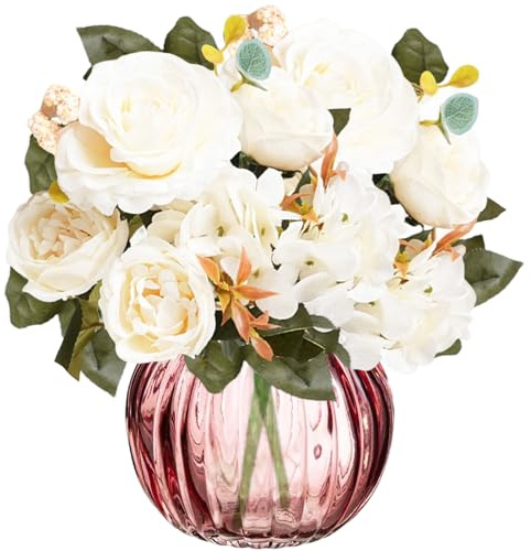 astylishome Faux Flowers that Look Real White Bouquets Artificial Peony Silk Flowers Fake Glorious Flower for Wedding Party Bridal Home Decoration 3622