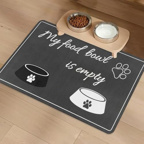 KAZOLEN Hundefutter Matte Absorbierend Anti-Rutsch: Grau große Haustier Fütterung Matte 40x60cm personalisierte Gummi Katze Platzset für