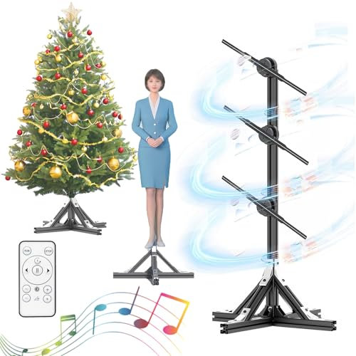 SAIYERUS Ventilateur Holographique 3D, Arbre de Noël Holographique 3D de 45cm, Affichage Holographique, 1010 Perles LED HD, Projecteur de Ventilateur Holographique, pour Noël Halloween Boutique