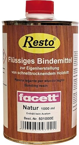RESTO Bindemittel zur Eigenherstellung von Holzspachtelmasse, schnelltrockendem Holzkitt, 1 Liter