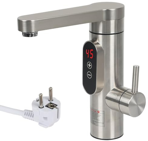 Robinet électrique avec Chauffe-eau Instantané,CEIEVER Robinet de Cuisine 220 V 3000 W chauffe eau instantané electrique avec 360° Affichage de la Température LED,pour cuisine,salle de bain