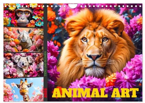 Animal Art - Tiere und Blumen (Wandkalender 2026 DIN A4 quer), CALVENDO Monatskalender: Holen Sie sich jetzt Ihren Animal Art Kalender und erleben Sie ... Blumen das ganze Jahr über. (CALVENDO Tiere)