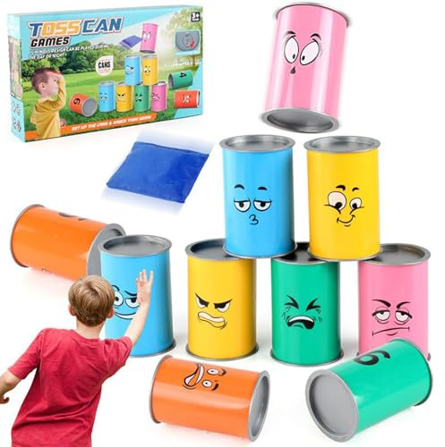 Knockdown - Set di lattine, gioco di lancio all'aperto, il tiro può essere impostato | Bersaglio classico in stile carnevale per bambini e adulti | Giochi per feste con LED | per bambini