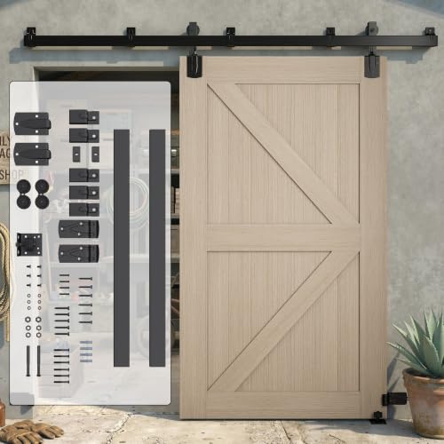 HOMCOM Schiebetür Komplettset bis 200kg 244cm, Schienen, Rohrschellen | Schiebetüren-Beschlagsatz, Kohlenstoffstahl Schiebetürsystem, Türschrauben-Set, UV Schutz, für Einzeltüren, Innen Außen