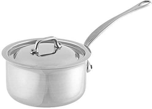 Mauviel Made In France M'Cook 5 Ply Stainless Steel 5210.15 1.3 Quart Saucepan with Lid, Cast Stainless Steel Handle by Mauviel